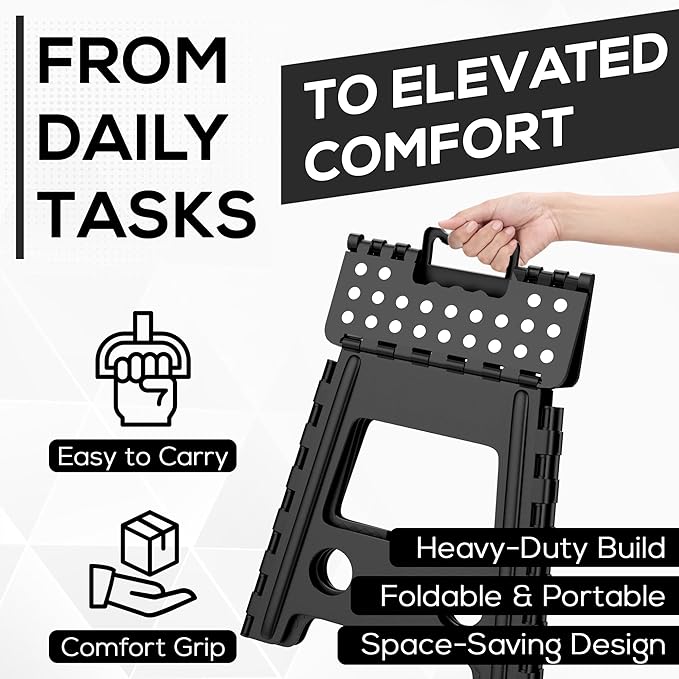 Versatile Folding Step Stool 15.7 in - Foldable Step Stool for Kids, Home, Camping, and Office - Lightweight, Sturdy, and Portable Foldable Stool, for Outdoors and Indoor Fun MOJO VENTURES