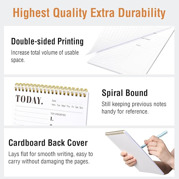 Forvencer To Do List Notepad with 52 Sheets (6.5 x9.8), To Do List Notebook for Work, Undated Daily Planner Organizer for Tasks Checklist & Goal Planning, To Do List Perfect for Office, School