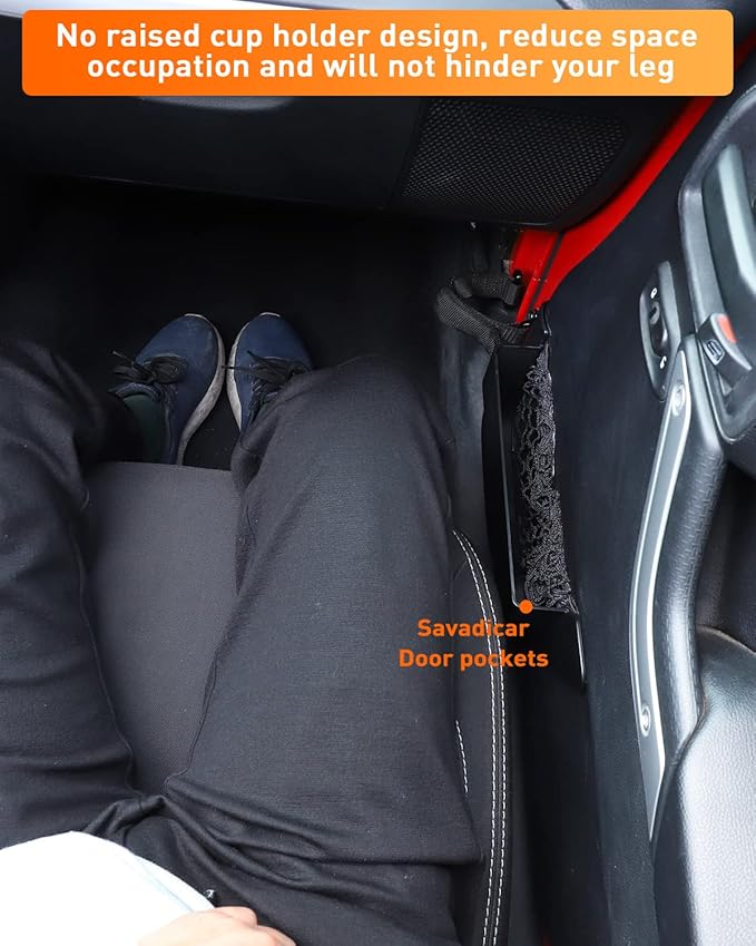 Savadicar DP5 Front Door Storage Pockets Without Cup Holder, Side Insert Box Organizer for 2011-2018 Jeep Wrangler JK JKU 2/4 Door, Interior Expansion Accessories, Black, 2 PCS