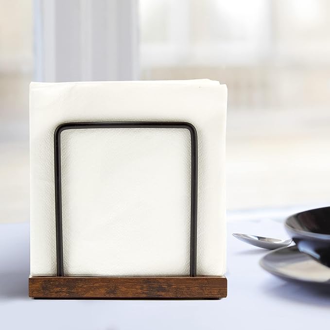 Wood Napkins Holder with Metal Wire, Standing Napkin Holder for Table, Kitchen & Dining Room Décor