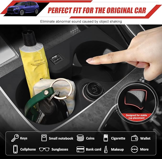 Cup Holder Coaster Fit for 2019-2023 BMW X5 Accessories Cup Holder Mat Pad Inserts Interior CupHolder Liner for 2023 BMW X5(for BMW X5)