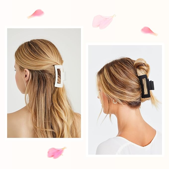 12 Pack Black Hair Claw Clips for Women, Medium Claw Clips for Thin Thick Hair, Strong Hold Matte Banana Clips