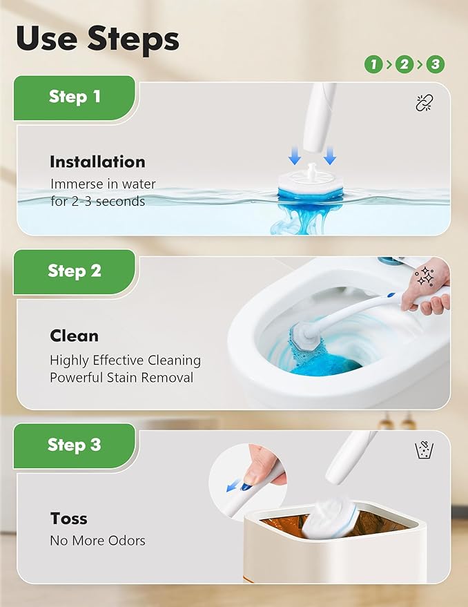 100 Count Toilet Wand Refills for Clorox, Disposable Toilet Brush Refills Compatible with Clorox Wand for Bathroom Cleaning