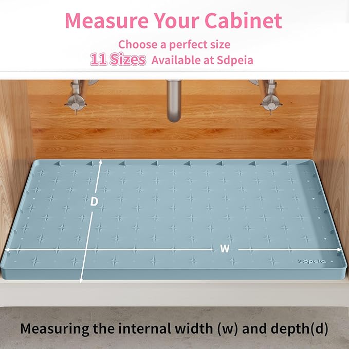 Sdpeia Under Sink Mat 22"×19" Waterproof Silicone Cabinet Liner & Sink Protector for Kitchen & Bathroom, Multi-Purpose Organizers Tray for Pets, Laundry, Cat Litter Mat