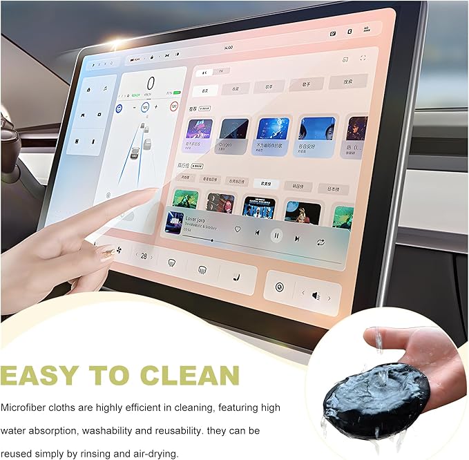 Car Screen Cleaner, 4.33"×4.33" Round Auto Touch Screen Cleaner Microfiber Cleaning Pad, Scratch-Free Microfiber Cleaning Wipe for Vehicle Dashboard LCD Display Laptop