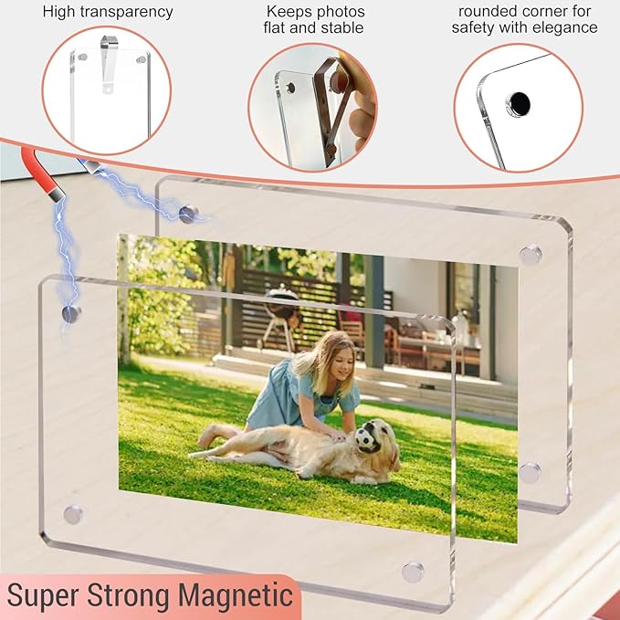 1Pcs Car Clip Picture Holder,Personalized Car Picture Frame,Acrylic Car Photo Holder,Magnetic Car Sun Visor Photo Clip,Visor Clip Photo Frame Hanging Decor Car Accessories for Mom Husband Family