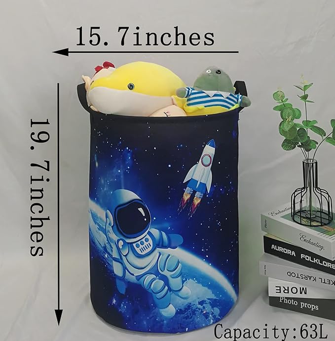 Kids Hamper Baby Storage Bins Organizer Gift Toy Box Waterproof Laundry Basket Large Canvas Collapsible Chest for Home Boys Room Decor