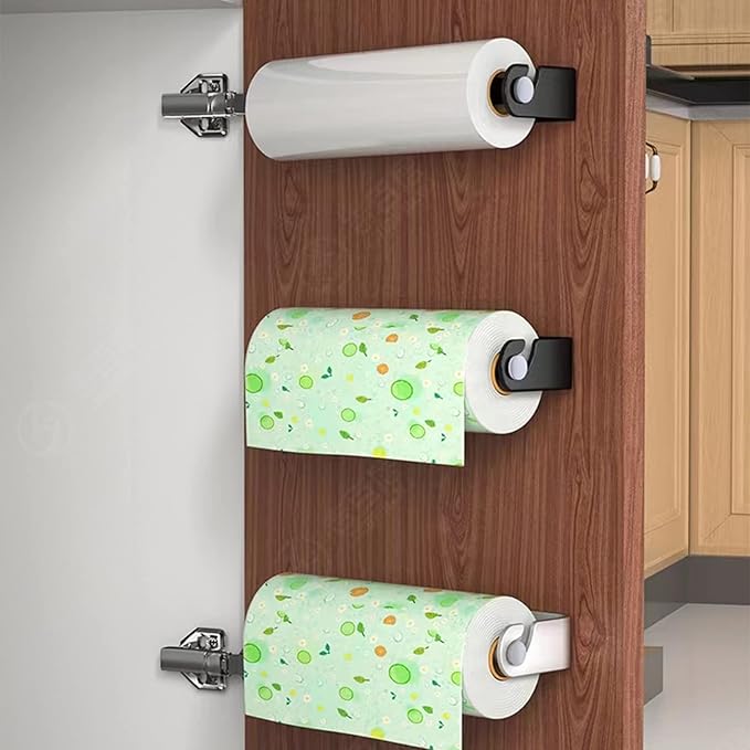 Aheucndg Paper Towel Holder Wall Mount, Self Adhesive or Drill Mounting Paper Roll Holder, Paper Towel Holder Under Cabinet for Kitchen or Bathroom (Silvery 1pack)