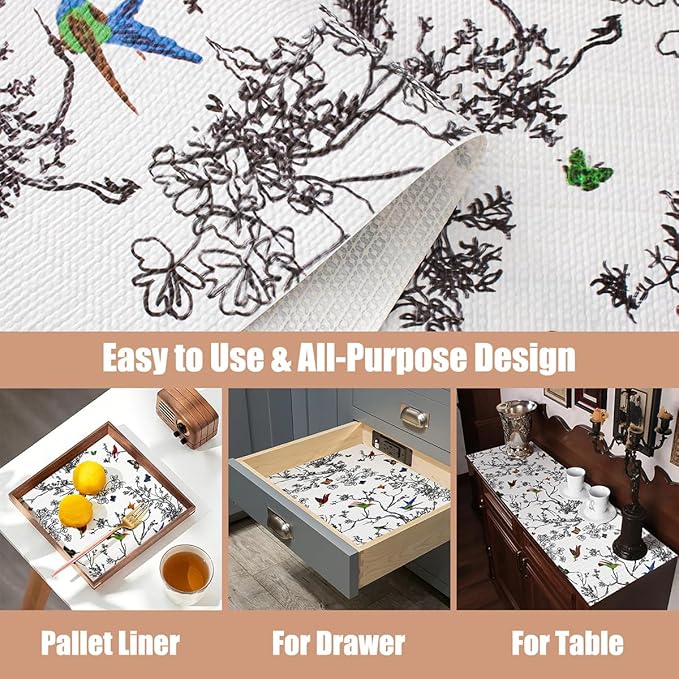 Tatyanna Shelf Liner for Kitchen Cabinets Non Adhesive Drawer Liner Floral Cabinet Liner Non Slip Shelf Liners Strong Grip Waterproof Dresser Liner Easy to Clean for Kitchen Cupboard 12IN x 16.4FT