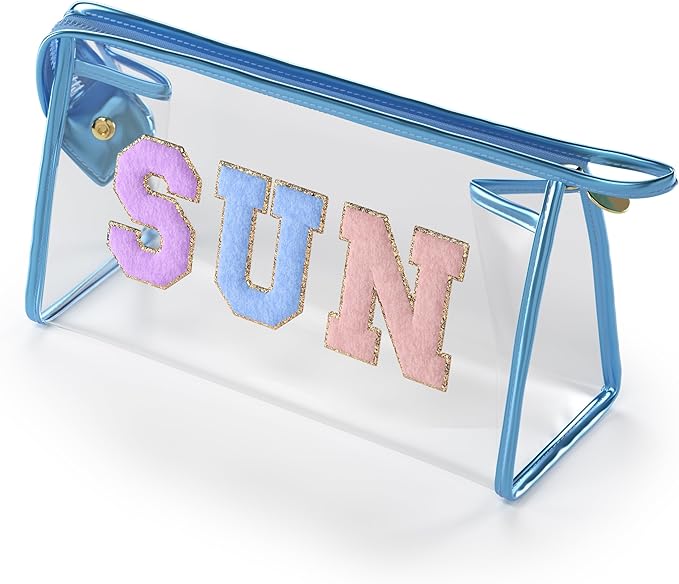 Embla Makeup and Lotion Bag - Waterproof Makeup and Sunscreen Pouch for Travel, Beach, Pool - Clear Zipper Pouch for Sunscreen and Cosmetics Storage, Durable Make Up Organizer for Beach Bag Essentials