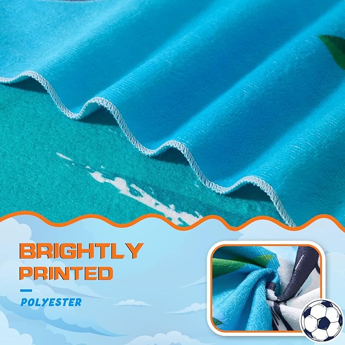 WERNNSAI Beach Towel for Kids, 30”x 60”Soccer Quick Dry Sand Free Kids Beach Towel for Boys Personalized Beach Towel Pool Camping Travel Towel Soft Beach Blanket Bath Shower Towel