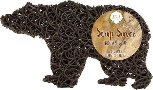 Aira Soap Saver - Dish & Holder Accessory - BPA Free Shower & Bath Holder - Drains Water, Circulates Air, Extends Soap Life - Easy to Clean, Fits All Dish Sets - Brown Bear