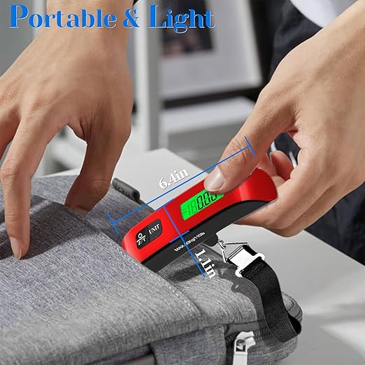 Luggage Scale, 110lb Luggage Weight Scale with 4 Unit Switching Functions & LED Display, Luggage Scale Travel Digital for Weighing Luggage, Backpacks, Packages and Markets (Red)