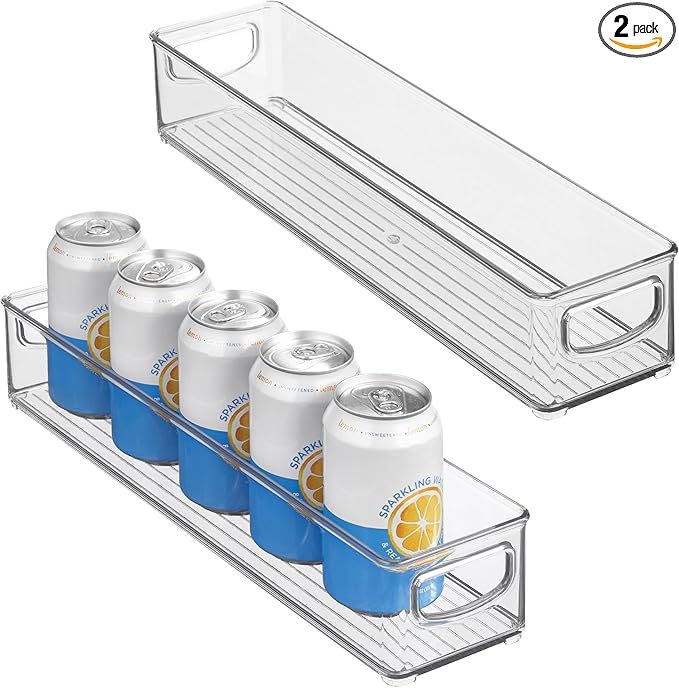 iDesign Slim Clear Plastic Storage Bin, Extra Long Narrow Stackable Organizer for Kitchen and Pantry, 2-Pack