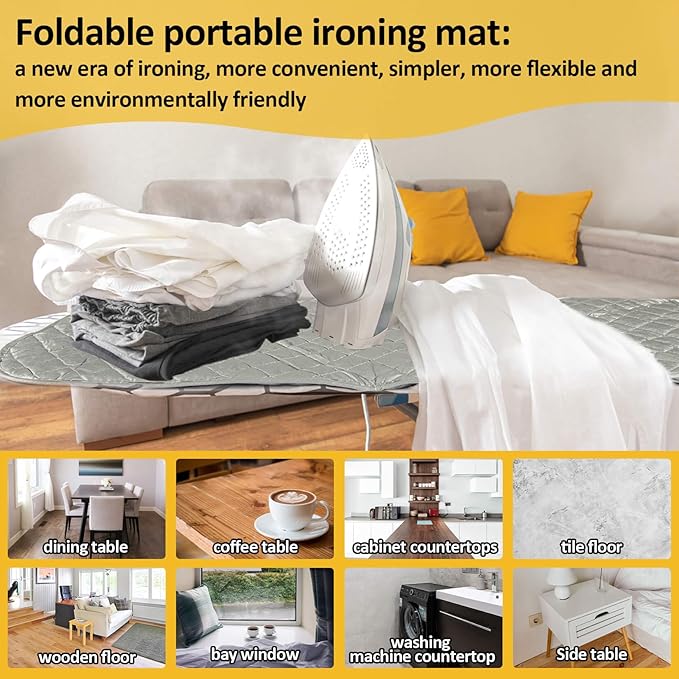 Sukh 1Pcs Magnetic Ironing Mat Blanket - Foldable Ironing Mat Portable Board for Clothes Heat Resistant Portable Double-Sided Use Travel Office Student Dormitory
