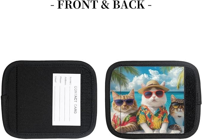 Cute Cats Beach Sunglasses Luggage Handles Wrap Grips for Suitcases Travel Accessories for Airplane 2pcs