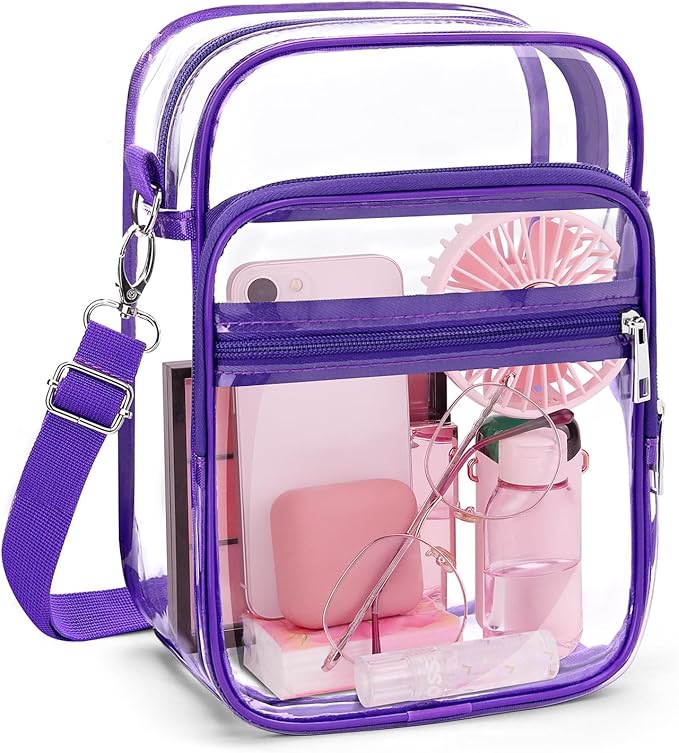 Blvornl Clear Crossbody Bag with Adjustable Shoulder Strap, Stadium Approved PVC Purse Bag, Messenger Bag
