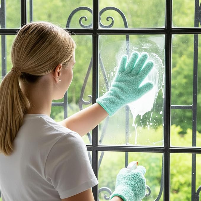 2 Pairs Microfiber Dusting Gloves, Reusable Plant Dusting Gloves Washable Mittens Cleaning Glove Microfiber Dusters for House Furniture Blinds Kitchen Plants(Blue, Royal Blue)