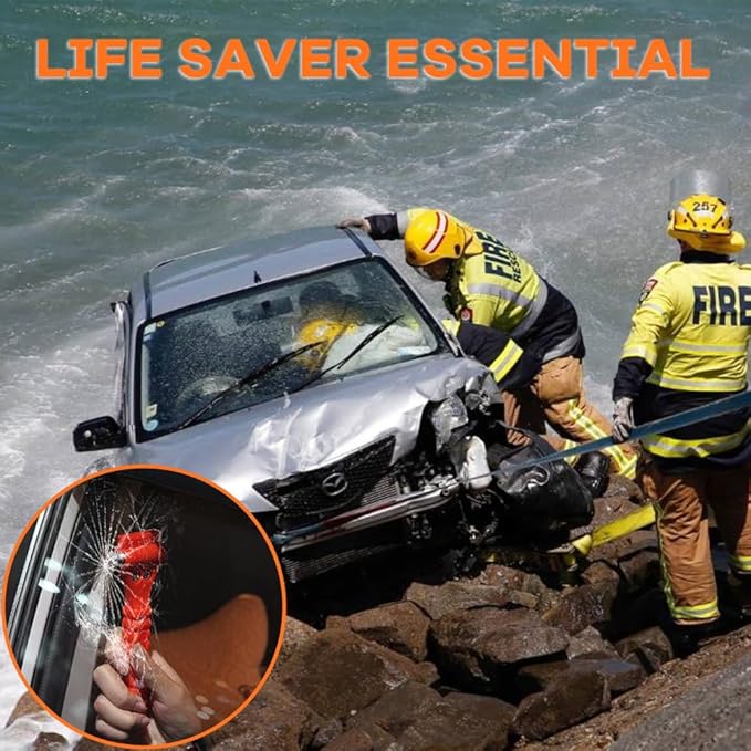 SINSEN Car Safety Hammer Set of 3 Emergency Escape Tools Auto Car Window Glass Hammer Breaker and Seat Belt Cutter 2-in-1 for Family Rescue & Auto Emergency Escape (3 PCS)