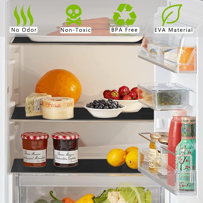 HooTown Shelf Liner Kitchen Cabinet Drawer Mats 11.8 Inch Wide x 13 Feet Long, Non Adhesive EVA Rubber Washable Waterproof Pantry Closet, Cupboard, Drawer Organizer Mat, Black