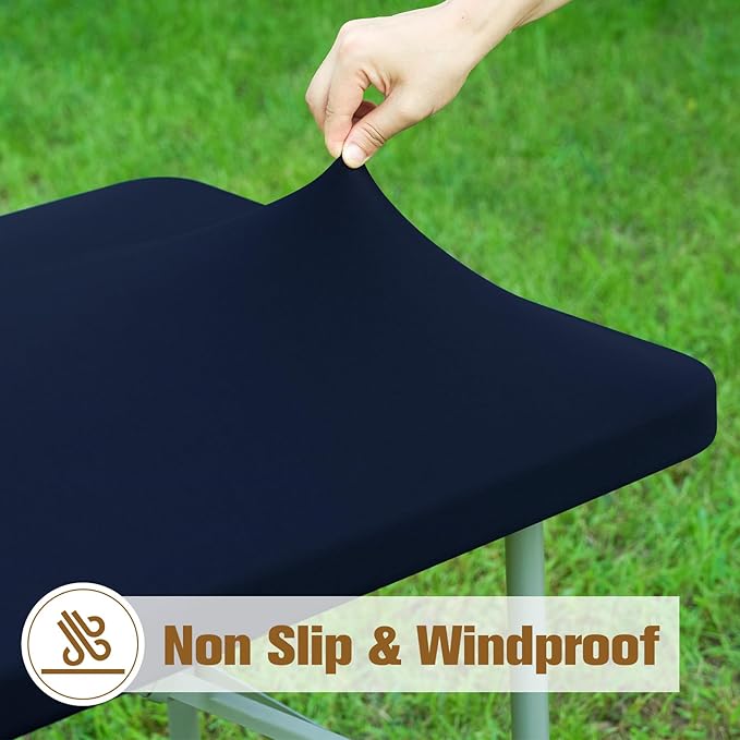 NEWISHER Fitted Rectangle Tablecloth 42 x 72 Inch Elastic Table Cloth Stretch Spandex Table Cover Navy Washable Polyester Table Top Cap Cover for Dining Picnic Camping Indoor and Outdoor