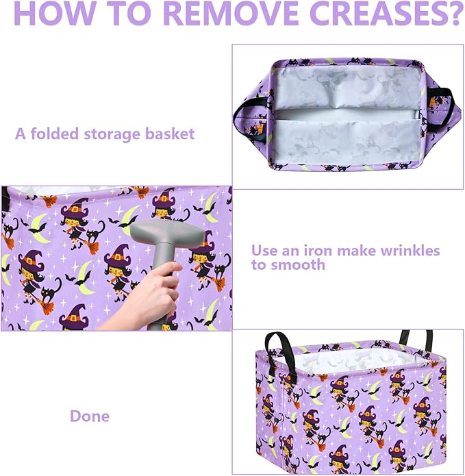 KUNRO Pumpkin Pattern Storage Basket Gift Shelf Basket Storage Bin, Nursery Basket Organizer Box for With Handles for Room Deco