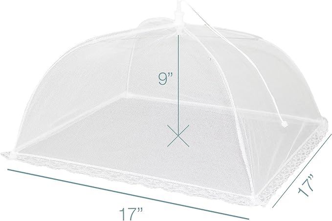 Simply Genius Pop-Up Mesh Food Cover Tent - 17 x 17 in, White, 3-Pack, Compact - Camping Essentials & Picnic Food Covers - Outdoor Party Essentials