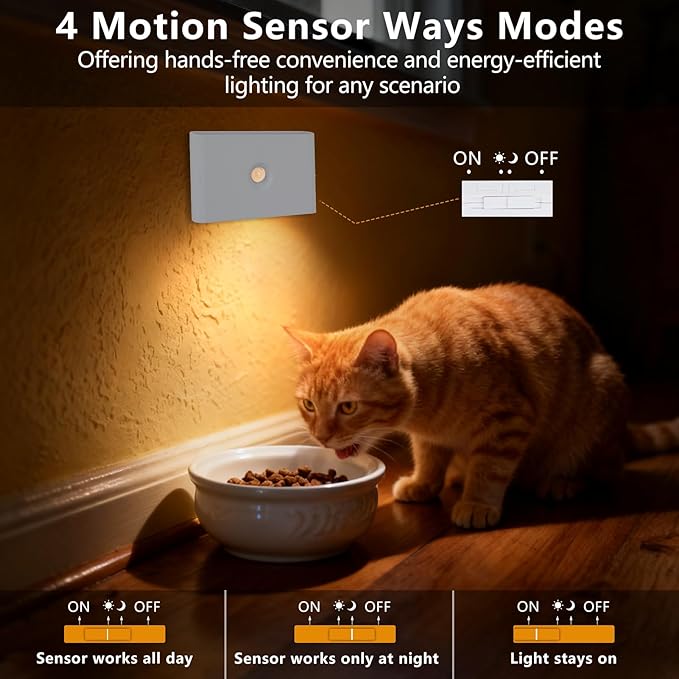 2 Pack Night Light, Motion Sensor Night Light Rechargeable Day Mode & Night Mode 2700K-6500K White Dimmbale for Bedroom Kitchen Hallway Stairs