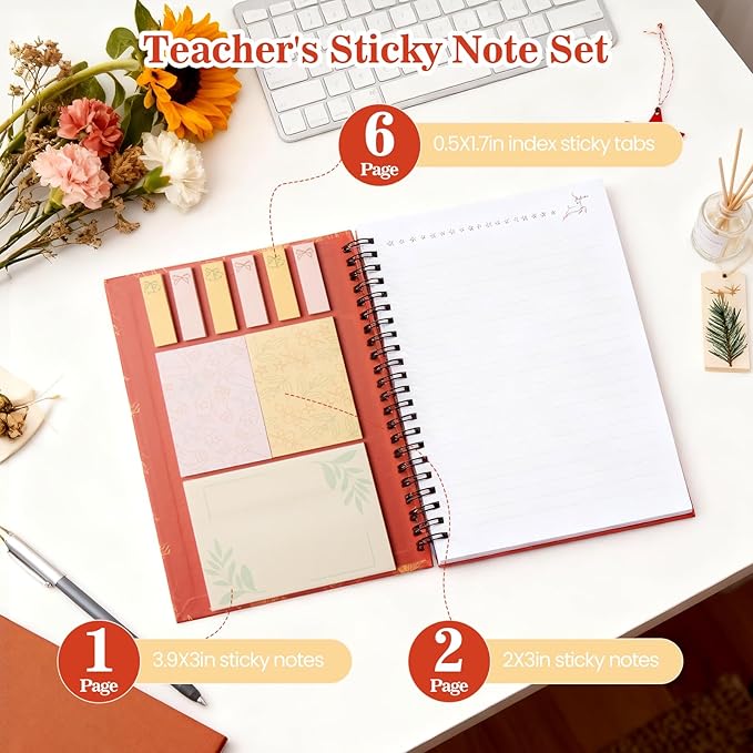 A5 Spiral Sticky Notebook,with 9 pads of decorated sticky notes and a handy notebook,Chrismas Note Pads Teacher Appreciation Gift XMS Gift Writing Memo Pads School Office Supplies and Daily Life Organization (Starla)