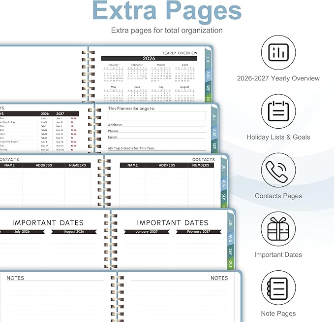 Planner 2026-2027, Weekly and Monthly Academic Planner, July 2026 - June 2027, Hardcover Calendar Agenda Book for School Year Planning, School Supplies for Teacher and Student, Letter Size(8.5'' x 11'')