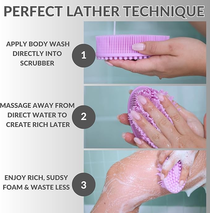 Body Face Scrubber Set Silicone - 2 Pack Shower Brush Facial Cleansing Kit - Avilana Bath Loofah Alternative Complete Skincare System Dual Sided - Gift Set Women Men