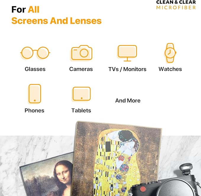 Large [4 Pack] Classic Art (Mona Lisa) - Ultra Premium Quality Microfiber Cleaning Cloths (Best for Camera Lens, Glasses, Screens, and All Lens.), Microfiber cloth