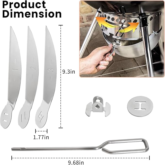 22.5-Inch One-Touch Cleaning System Kit – Stainless Steel Ash Removal Tool, Compatible with We BER 7444 Grill Parts