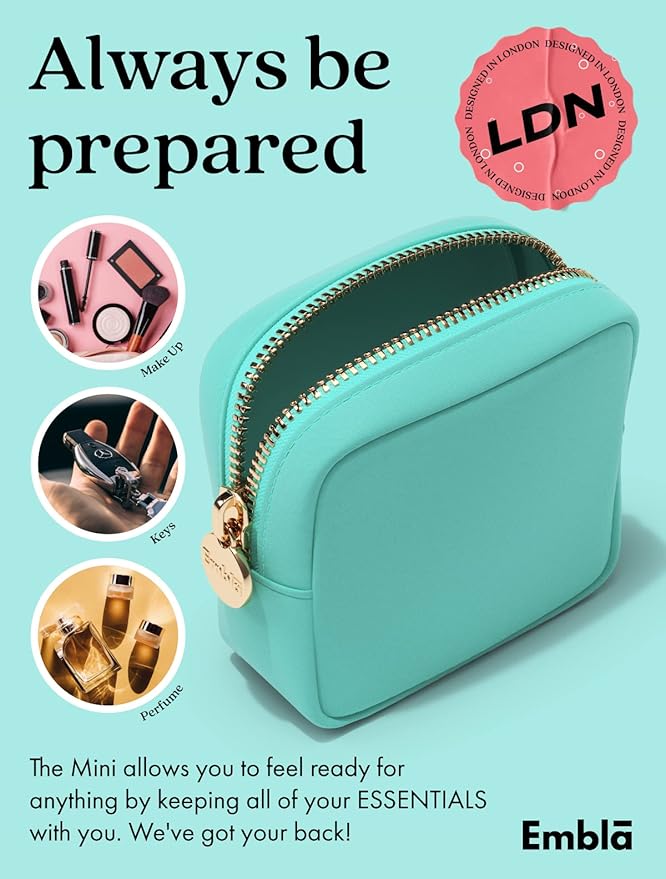 Embla Makeup Bag Travel Cosmetics Pouch and Toiletry Bag, Nylon Zipper Pouch Purse, Cute Make Up Organizer Storage Tote for Women Girls, Travel Skincare Case, Small Makeup Bags, Cotton Candy