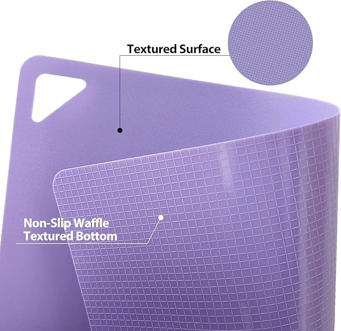 WK Plastic Flexible Cutting Boards for Kitchen, Flexible Cutting Board Mat Set of 10, Non Slip Cutting Mats with Hole, BPA Free, Dishwasher Safe, Multi Size