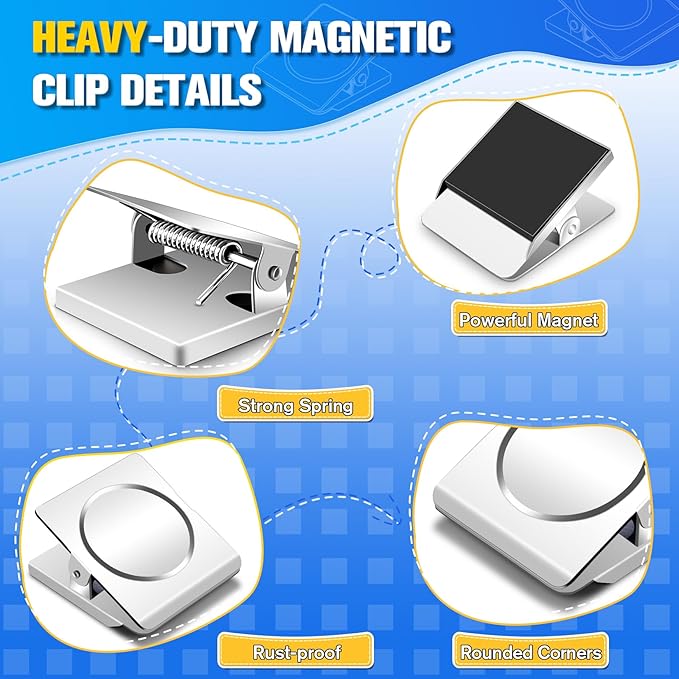 Grtard Strong Magnetic Clips, 2.2 Inch Extra Large Magnetic Clips Heavy Duty, 4Pack Magnet Clip for Fridge, Clip Magnets for Refrigerator, Whiteboard, Classroom, Kitchen, Office Organizer