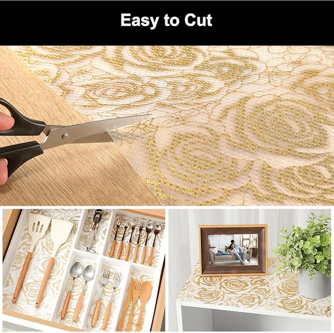 Cooyes Shelf Liner – Premium Non-Adhesive Cabinet & Drawer Liner for Kitchen – Waterproof Shelf Paper with Modern Pattern – Durable EVA Cabinet Mat – Easy to Cut （11.8" W x 236" L）