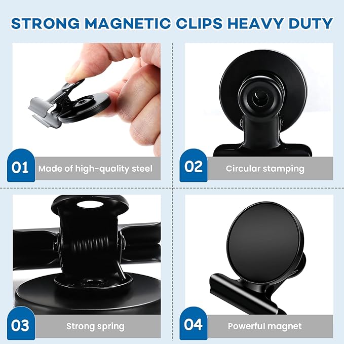 DIYMAG Magnetic Clips, 20 Pack Paper Clips Fridge Magnets Heavy Duty Hanging Photo Birthday & Graduation Gifts Affordable for Friends Classmates Whiteboard Classroom Home Display Party Picture Black