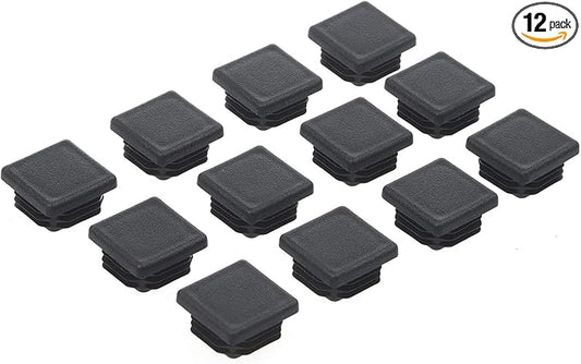 1-1/4Inch Square Plastic Plug, End Caps for Tubing Pipe OD 1-1/4" x 1-1/4" (not ID), Steel Chair Leg End Caps, Bar Stool Glides Inserts, Fence Plugs, Furniture or Fitness Equipment End Caps (12 Packs)