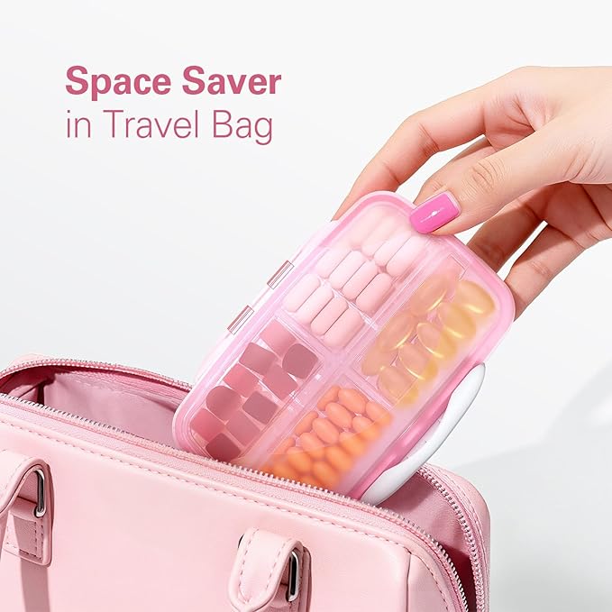 Barhon Travel Pill Organizer with 8 Large Compartments, Travel Pill Box Pocket Pharmacy Moisture-Proof, Portable Vitamin Organizer Medicine Cases for Fish Oil & Supplements (Pink)