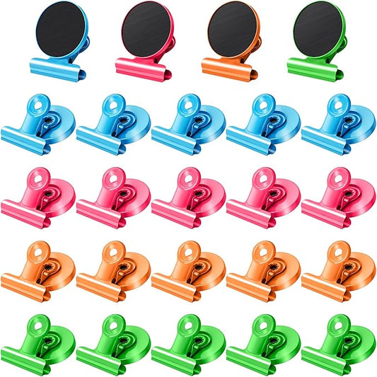 24 Pack Refrigerator Magnets - Heavy Duty Magnetic Clips for Fridge - Scratch Free - Perfect for Home, School, Office (Colorful)