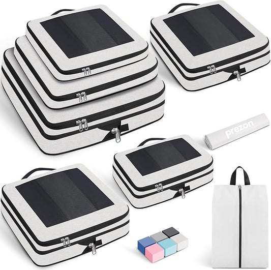 8 Set/6 Set/4 Set Compression Packing Cubes for Travel, Lightweight Vacation Travel Essentials, Travel Accessories for Suitcase Organizer Bags Set, Durable Luggage Organizer