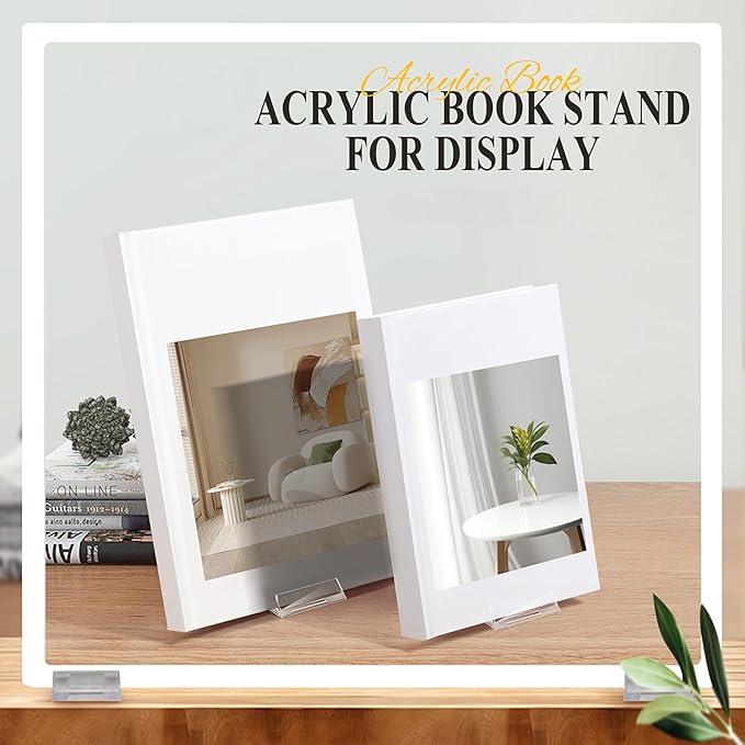 12 Pack Clear Acrylic Adjustable Desktop Book Stand & Display Easel for Tablet Phone Clutch Bag Plate Artwork Magazine Picture Comic Album CD Postcard - Home Office Back to School