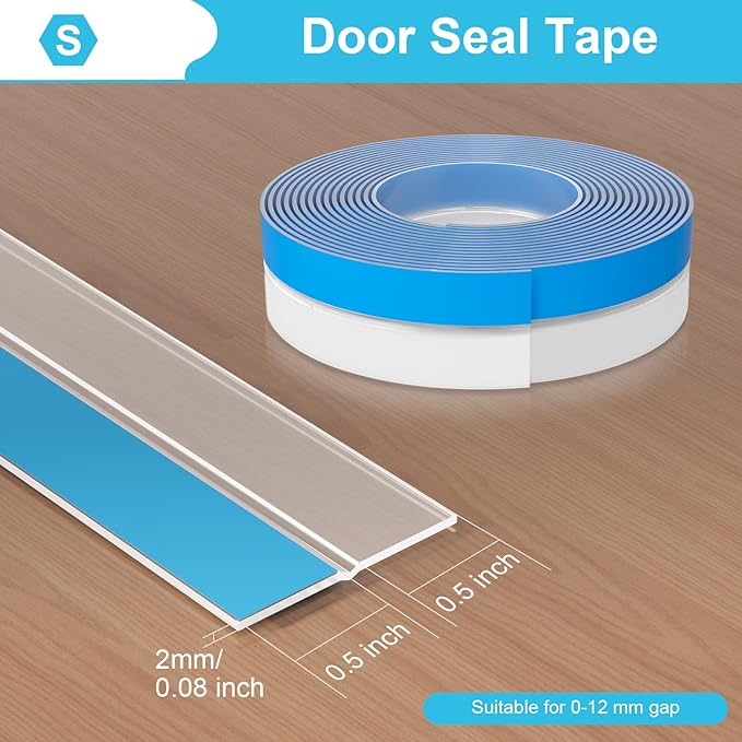 Weather Stripping Door Seal, Seal for Frame and Gaps Draft Stopper,Glass Shower Door Sweep, Clear, 36 Feet x 1 Inch