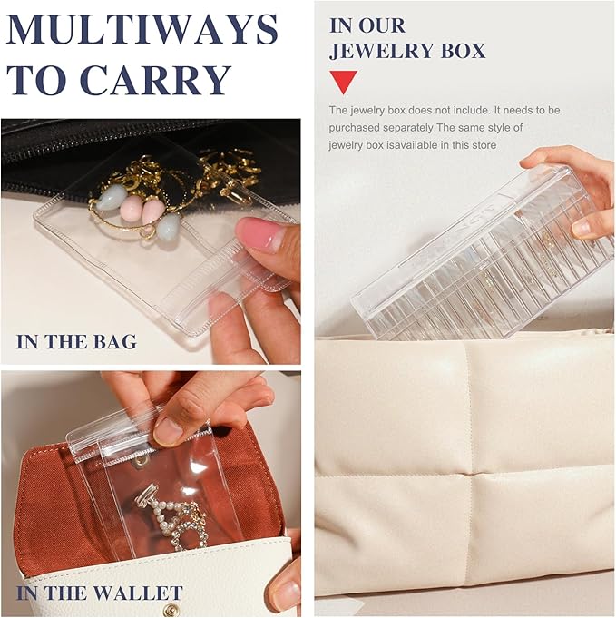 Travel Jewelry Bags, 20Pcs Clear Travel Jewelry Organizer, Portable Anti Tarnish Jewelry Storage Pouch Bag Gift for Women Girl, 20Pcs Clear Bags