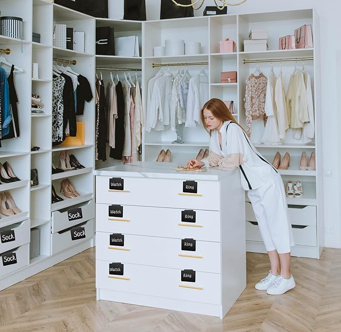 27-Piece Set of Basket Labels Clip On for Storage Bins: 10 Erasable Plastic Kitchen Pantry Labels, 16 Removable PVC Tag Stickers, 1 White Chalk Marker, for Organization Container, Jar, Shelf, Laundry