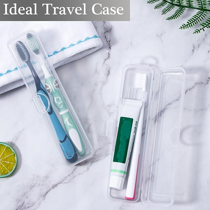 Toothbrush Travel Case 2 Pack, Gamdee Clear Toothbrush Case Holder Travel Size Plastic Toothbrush Holder Toothpaste Storage Container Portable for Traveling, 7.87 x 1.85 x 1.18”