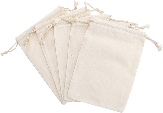 Tendwarm 20 Pack 5.9x7.8 Inches Cotton Drawstring Bags Reusable Muslin Sachet Bag for Party Wedding Storage Home Supplies