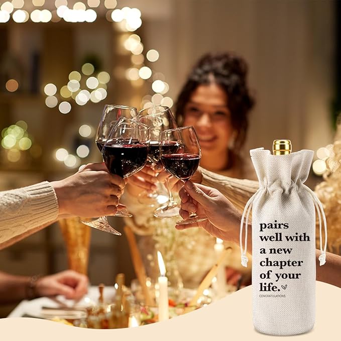 XFW Funny New Chapter Wine Bag New Beginnings Gifts for Women Men Thank You Gift for Teacher Employee Coworker Friend Never Forget The Difference You Make Hanging Ornament