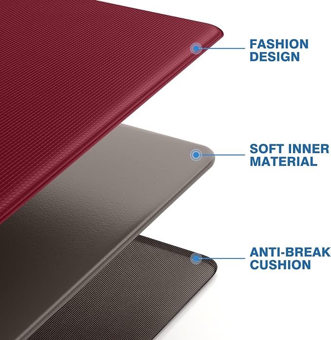 StepRite Kitchen Mats, 2PCS Kitchen Rugs, Cushioned Anti Fatigue Kitchen Mats for Floor, Non-Slip Standing Desk Mat, Waterproof Kitchen Rug Set for Kitchen, Floor, Office, 17.3"x30"+17.3"x70", Red